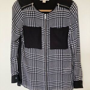 Michael Kors Black and White Houndstooth Top